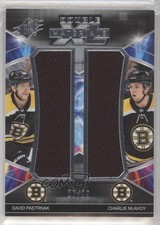 2019-20 SPx Double XL Materials Tier 1 87/99 David Pastrnak Charlie McAvoy a2v