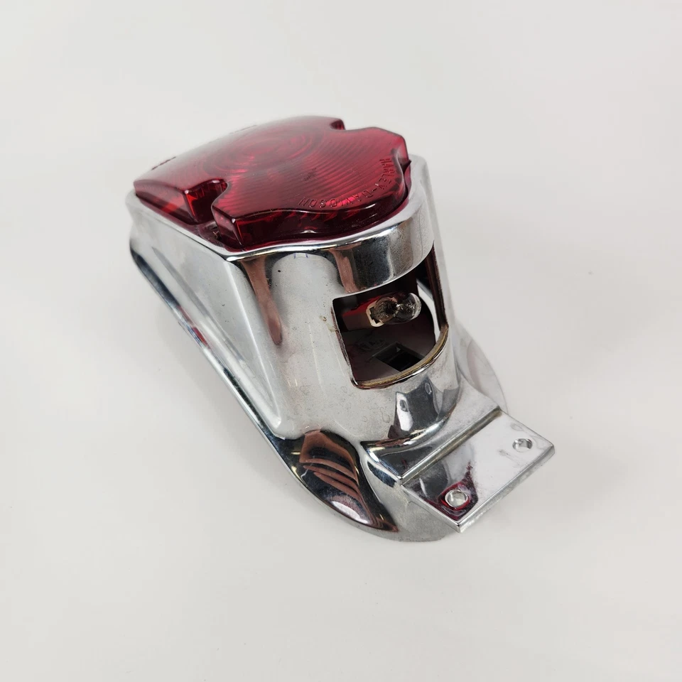 Luz trasera de lápida Harley Davidson de colección deslizante Softail cromada Panhead OEM Foto 4 de 4