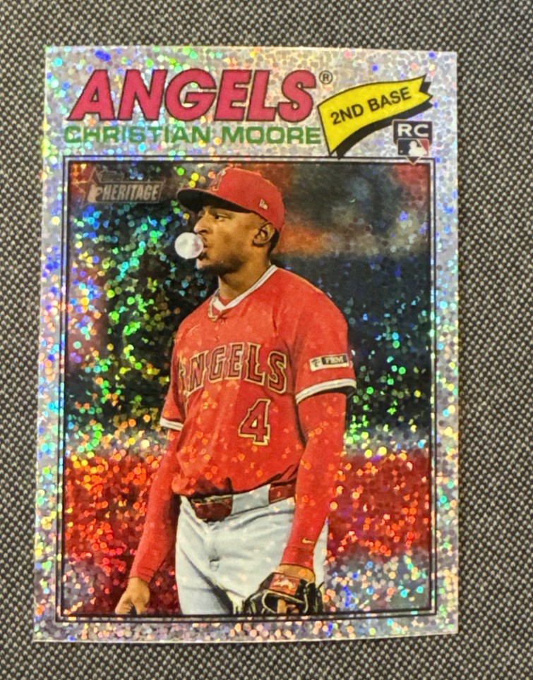 2026 Topps Heritage -Christian Moore Chrome Silver Sparkle RC #249 - Angel