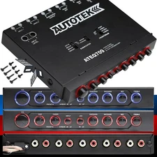 Autotek ATEQ709 4-Band Audio Equalizer with Built-in 2-Way Crossover, 9 Volts...