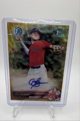 2017 Bowman Draft - Chrome Draft Pick Autographs Cole Brannen #CDA-CB Gold Wave