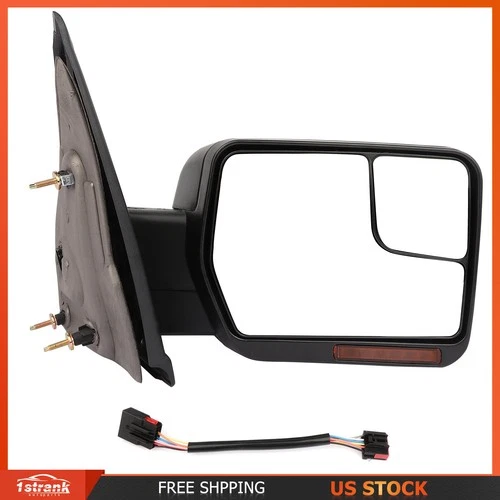 Passenger Side Mirror For 04-14 Ford F150 Black Power Heated Signal Puddle Light