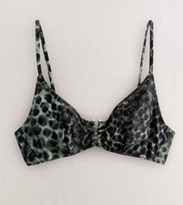 Next Women's Swimwear Green Black Leopard Print Non Padded Bikini Top S 38DD