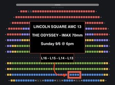 4x The Odyssey 70mm IMAX Tickets AMC Lincoln Sq NYC SUN 9/6 6PM Row L LABOR DAY