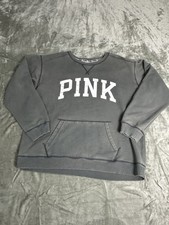 Victoria  s Secret PINK Distressed Sweatshirt Gray Pullover Logo Large