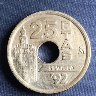 🇪🇸 Espagne Pièce de monnaie commémorative 1992 25 pesetas Sevilla 92