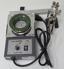 Quick 100-6C Lead-Free Soldering Pot w/ Helping Hands Stand, Solder Bar, & Brush