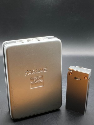 Vintage Aluminum Lift Arm ''Sarome'' Block Pocket Lighter, with Hard Case Box