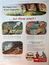 1946 Tide Water Associated Oil Company Veedol Motor Golf Cartoon VTG Print Ad