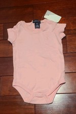 Ralph Lauren Baby Girls Pink Polo Bodysuit 9 Month Size - Snap-on buttons