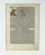 1493 Nuremberg Chronicle leaf incunable folio hand painted woodcut Casmiri Nissa