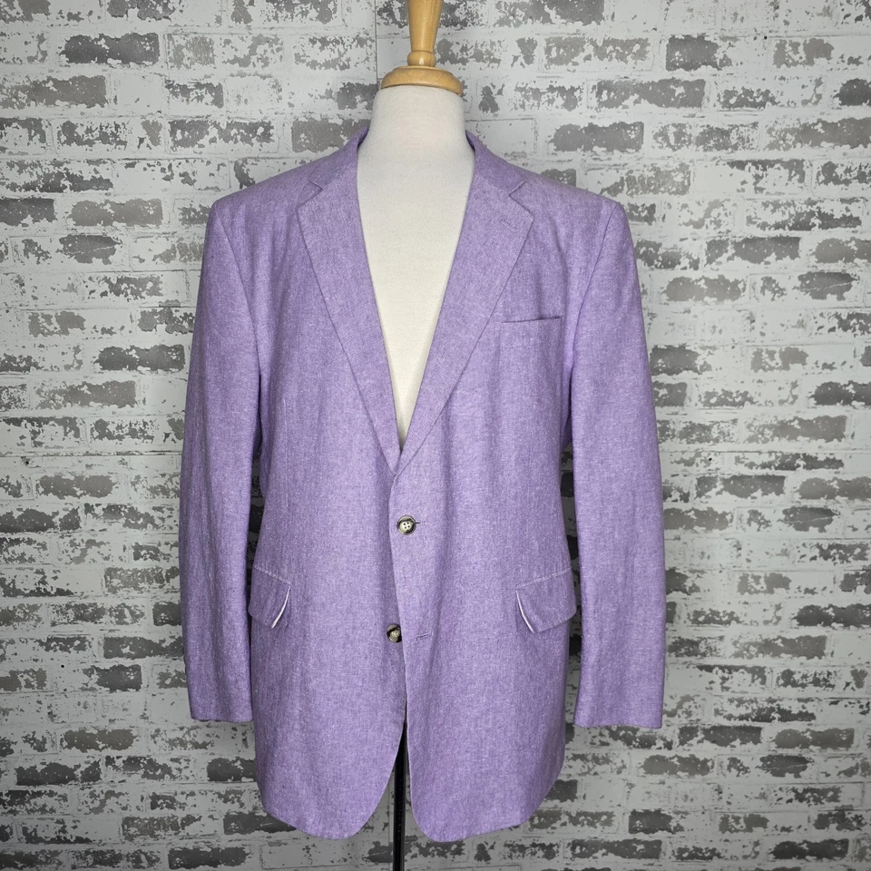 Abrigo deportivo Stafford para hombre 50R mezcla de lino lavanda 2 botones doble ventilación Foto 2 de 4