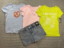 Art Class Girls Youth XL 14 Short Sleeve T-Shirt  Shortie Denim Shorts Set of 4