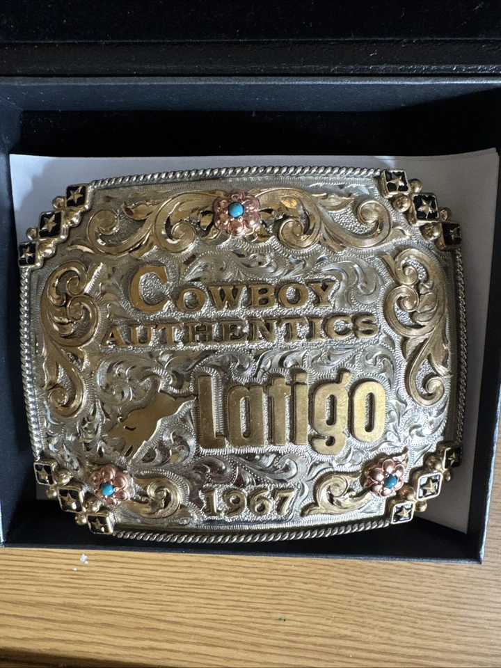 Mollys Custom Silver Latigo Cowboy Authentic Brand Custom Belt Buckle - Image 4 of 4