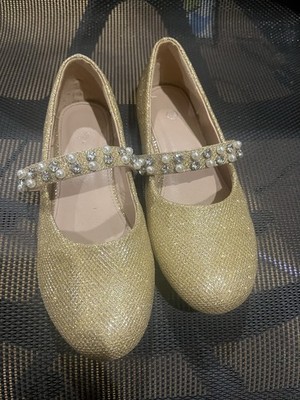 Girls Gold Glitter Sz 1 Shoe