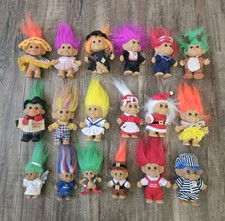Lot of 18 Vintage Russ Troll Dolls Outfits Costumes Holiday Christmas Halloween