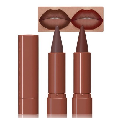 BINGBRUSH 2-in-1 Gradient Dark Brown Lip Liner Matte Lipstick, Longwear Waterpro