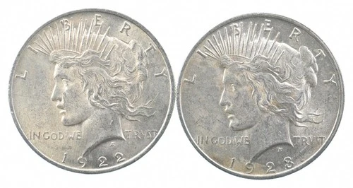 1922 & 1923 & Peace Silver Dollar $1 Bullion Collection Lot *934