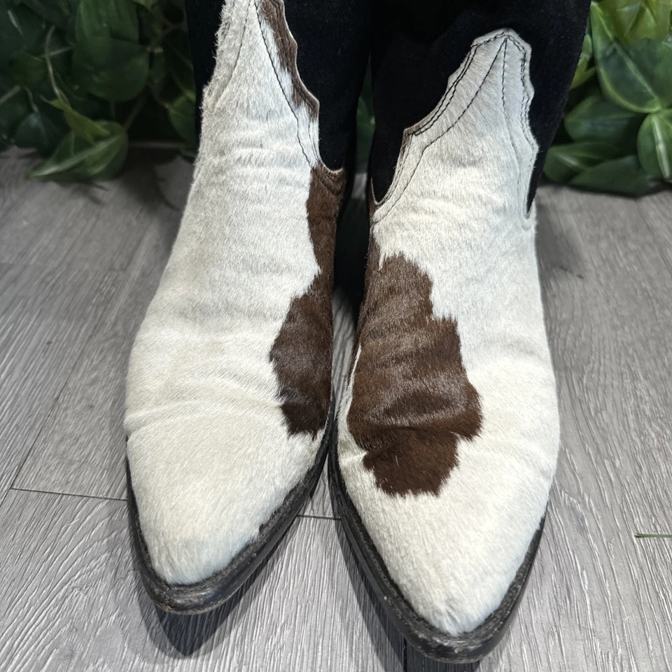 Botas vaqueras pony Larry Mahan vintage pelo de vaca para mujer talla 8,5 B Foto 3 de 4