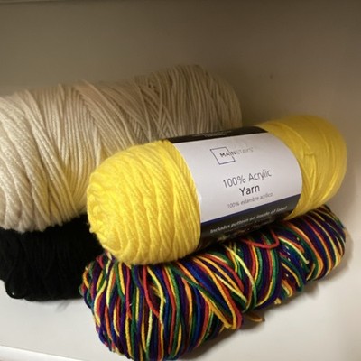 100% Acrylic Yarn Skein Yellow White Black Multicolor lot