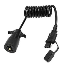 5ft 7 Way Round to 4 Way Pin Flat Trailer Connector Adapter Coiled Wiring