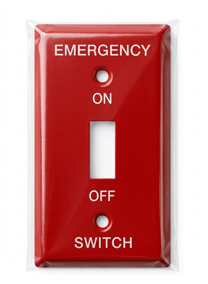 Morris Products 83500 Emergency Switch Plate, 1-Gang Utility Toggle, Steel, Red