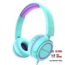 V1 Kids Headphones, 85dB Safe Volume for School, Toddler 2-12, Green