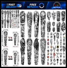 Full Arm Sleeve Temporary Tattoos 46 Sheets Realistic Designs for Men Women
