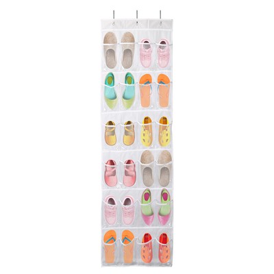 Over the Door Shoes Rack 24-Pocket Crystal Clear Organizer 6-Layer Hanging St...