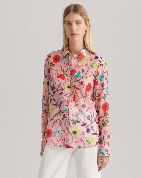 Women Gant Shirt Pink Cotton 40 #7XVQ