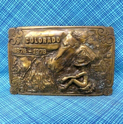 Colorado Centennial Belt Buckle 100 Yrs 1876 1976 Vintage 1975 PPI Denver.CPA294