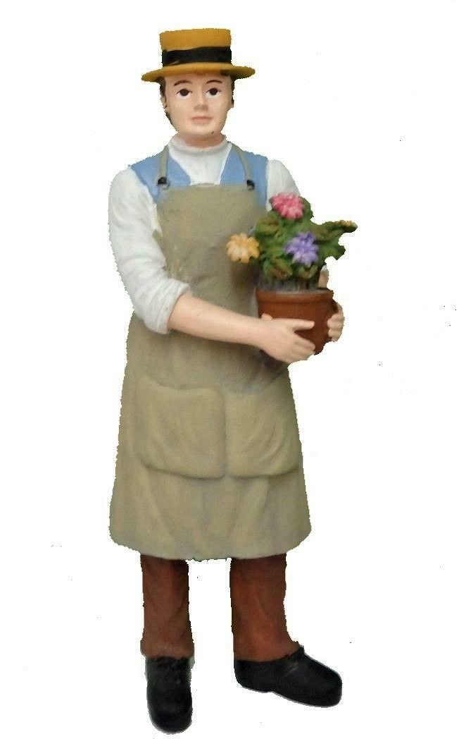 Melody Jane Dolls House People Man with Flowers in Pot Gardener Resin Figure