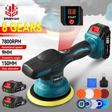 6" Cordless Car Polisher Buffer Sander Machine Polishing Pads Kit + 2 Battery