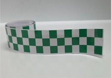 Chequered Flag Green & White Tape 1220mm x 30mm x 2Pcs Racer Lambretto CFS04