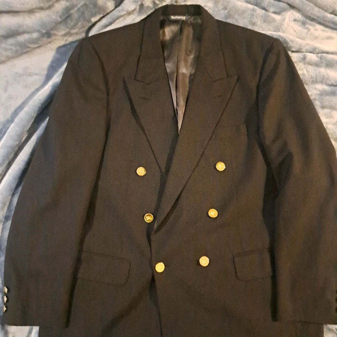 Cappotto sportivo vintage uomo Burberrys blu 46 R made in USA 100% lana