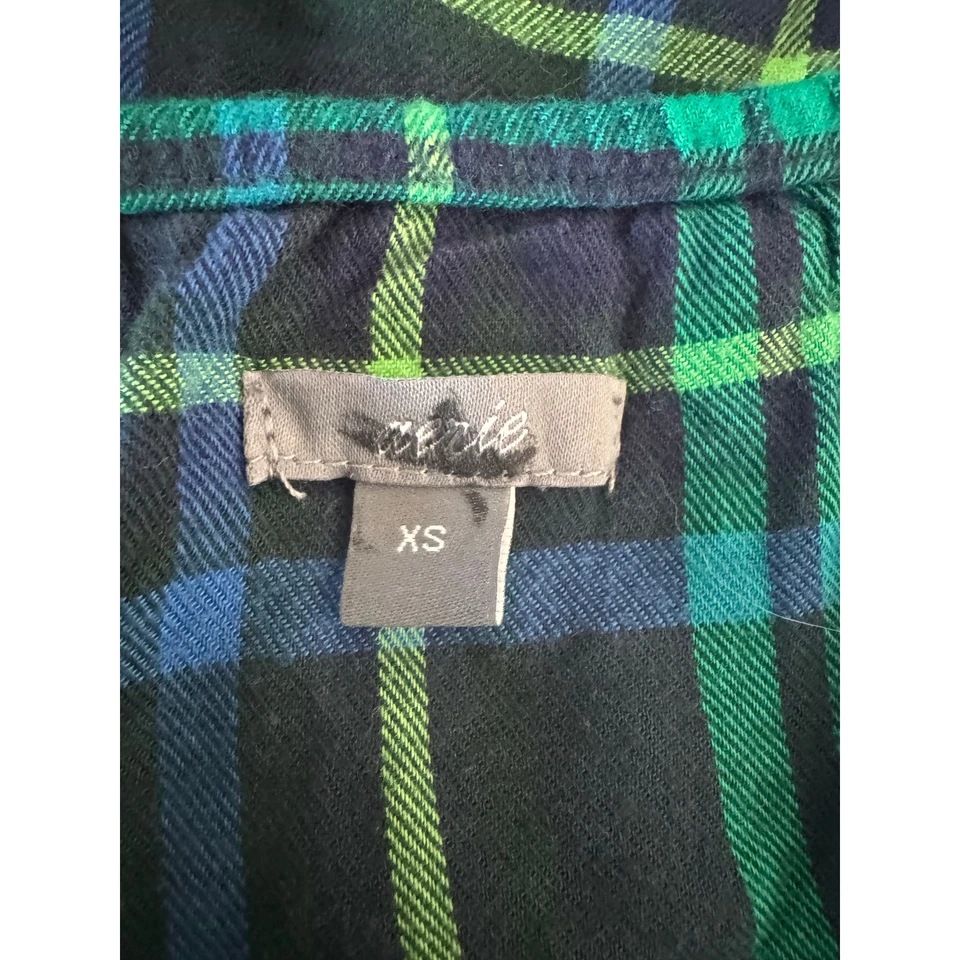 Vestido para dormir de encaje aerie Intimates XS para mujer correas ajustables verde a cuadros Foto 3 de 4