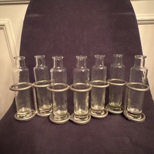 Vtg 7-6.5  Bottle/Bud Vase Propagation Planter Station Gray Metal, 14x7x5  , EUC