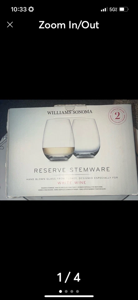 Williams Sonoma Stemless White Wine Glasses | Set of 2 | Excellent Condition - Image 4 of 4
