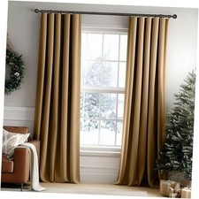 Golden Brown Velvet Curtains 96 Inches Long 52"W x 96"L Pack of 2 Gold Brown