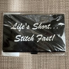 Life  s Short Stitch Fast Black - Magnet Needle Case - by Accoutrement Designs