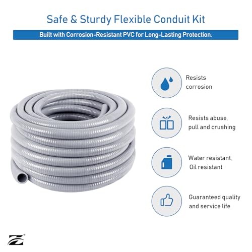 1/2 Zoll Durchmesser * 50 Fuß flexibles elektrisches Rohr flüssigkeitsdicht PVC 1/2 Zoll 50 Fuß - Bild 4 von 7