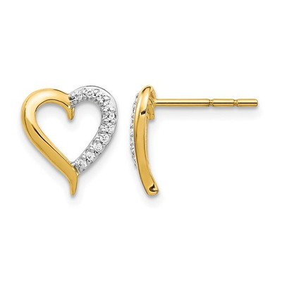 14k Gelbgold 1/10 Kt Runde Lab Grown Diamant VS/SI + G + Herz Ohrstecker