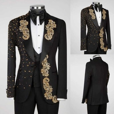 Men's Luxury Crystal Florals Suits Tailored for Wedding Formal Occatons Jackets