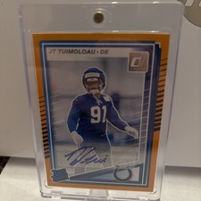 2025 Donruss JT TUIMOLOAU Orange Auto #398 Rated Rookie RC Autograph SP Colts