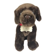 F.A.O SCHWARZ COLLECTION BROWN CHOCOLATE LAB DOG 10" PLUSH TOY WITH DOG TAG