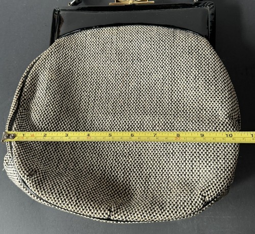 Vintage Purse Black White Checkered Tweed Handbag Purse Gold Clasp Close - Picture 5 of 11