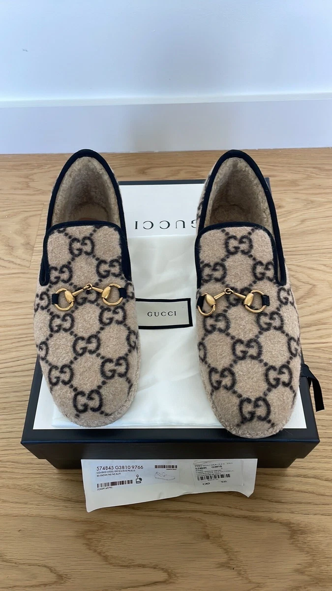 New Gucci Mens Authentic Covered Wool GG Monogram Fria horsebit