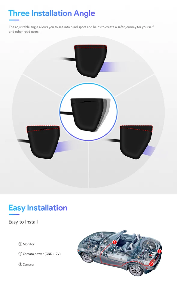 XTRONS AHD 720P Wired Car Reversing Parking Backup Camera 120° Wide Angle CMOS - Image 4 of 4