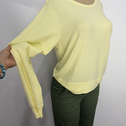 Wild Fox Yellow Lemon Long Sleeve Fleece Sweatshirt Shirt Womens Sz S Casual Top - Picture 2 of 12