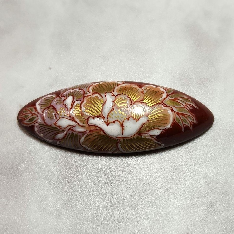 Japanese Pottery ObiDome Ceramics Kutani Ware Peony 394 Kimono
